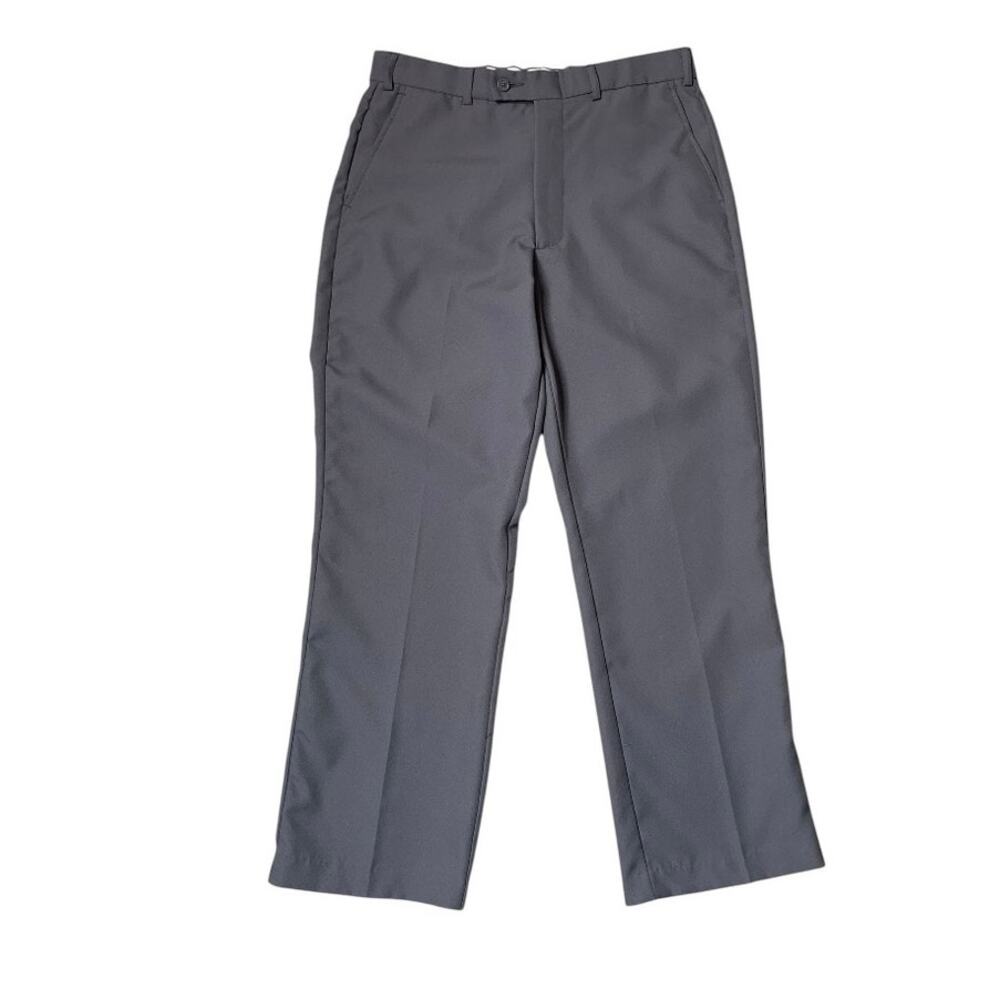 Haband Men's 34 Dress Pants Gray Perfect Fit Inseam 30 Flat Front Office Golf